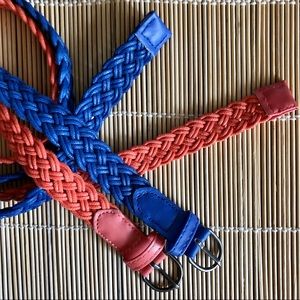Lot of 2 Fashion Belts Coral and Blue Belt